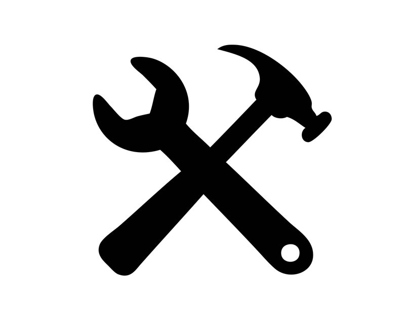 Wrench and Hammer Crossed Cross Tools Logo Sign Handyman image 1