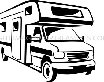 Camper Motorhome Recreational Vehicle RV Camping Camp Campsite Trailer Transportation Vacation Logo .SVG .EPS Vector Cricut Cut Cutting