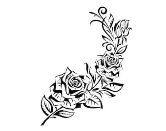 Rose Bush Vine Petal Love Flower Bouquet Thorn Nature Garden Tattoo Floral Blossom Holiday Logo.SVG.PNG Clipart Vector Cricut Cut Cutting