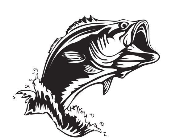 Bass Fishing Salt Fly Logo Pesca con caña Anzuelo Caza de agua dulce  Bocazas Boca chica Rayas .SVG .EPS .PNG Clipart Vector Cricut Corte Corte