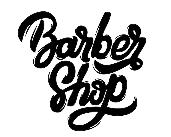 Barber Logo Cursive Lettering Clipper Hair Cut Hairstylist Salon Shop Logotype Brush Strokes Text Svg Png Clipart Vector Cricut Cut Cutting