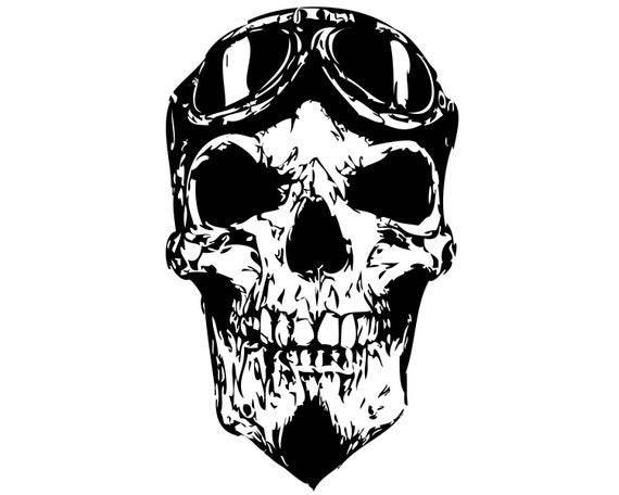 Download Pilot Motorcycle Bike Helmet Goggle Tattoo Death Biker Skull Etsy
