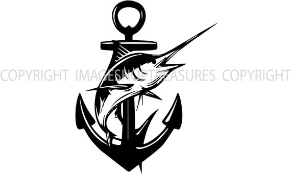 Sword Fish Anchor Marlin Shark Fishing Salt Logo Fresh Water Etsy