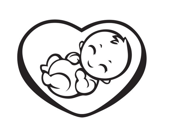 Baby In Heart Womb Shower Vector Silhouette Gender Reveal Etsy