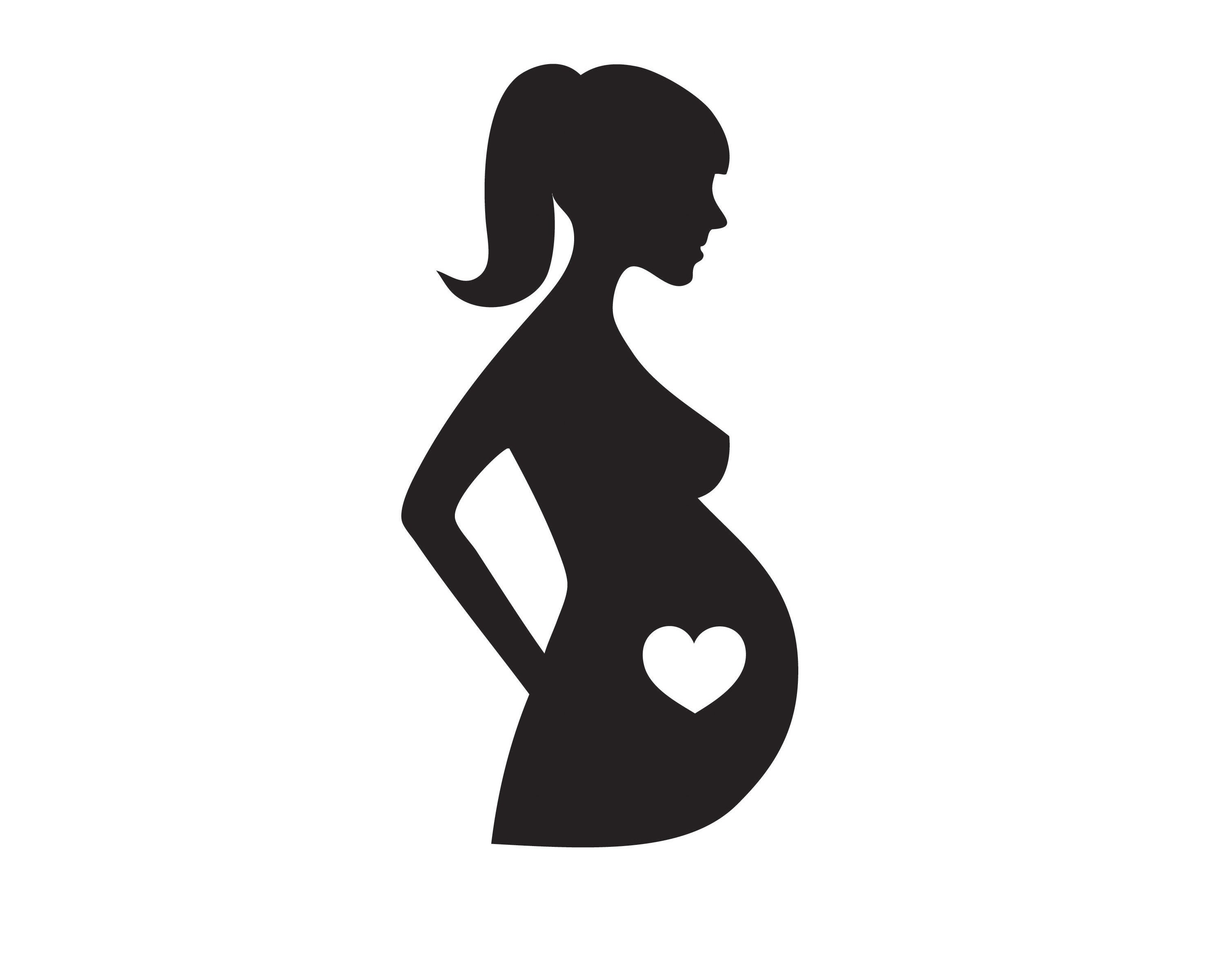 Pregnant Maternity Nursery Silhouette Shower Baby Heart Mom .SVG