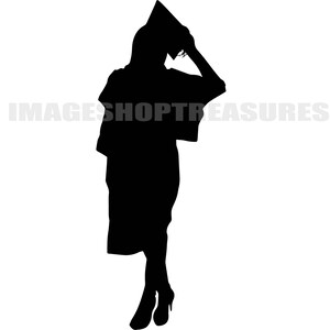 Fille talons Graduation Cap robe High School College Middle Grade pompon diplôme. SVG. PNG vecteur Clipart Cricut coupe coupe