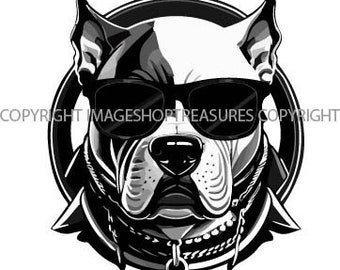 Vector American Pit Bull Breed Cute Glasses Love Pedigree Dog Animal Pet Color Artwork Terrier Pitbull Printable PNG SVG Clipart Cricut Cut