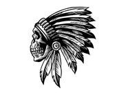 Indian Chief Skull Tribal Mascot Head Dress Native American Biker Tattoo Grim Reaper Logo.SVG .PNG Clipart Vector Cricut Cut Cutting File