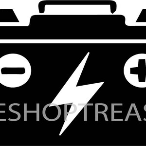 車のバッテリーロゴ 稲妻画像 ベクトル パワージャンプ 黒 白 サイン 正 負 車両 トラック.Svg .Eps .Png Cricut カット カッティング