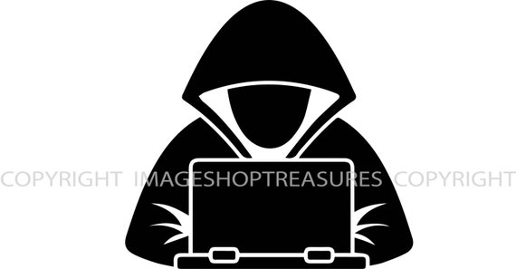 Computer CPU Hacker Logo Internet Wifi Cyber Dark Web Techie Black.