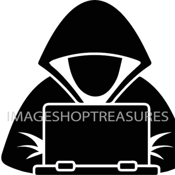 Computer CPU Hacker Logo Internet Wifi Cyber Dark Web Techie Black White Security Hot Spot Hack .SVG .PNG Clipart Vector Cricut Cut Cutting