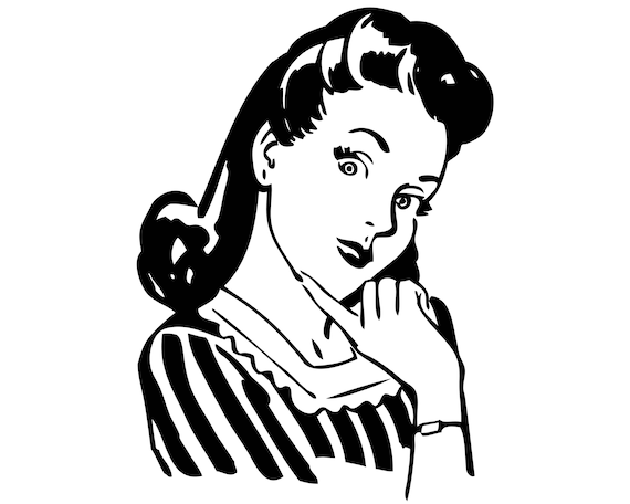 Download Retro Woman Thinking Flirting Waitress Maid Svg Png Jpeg Eps Etsy