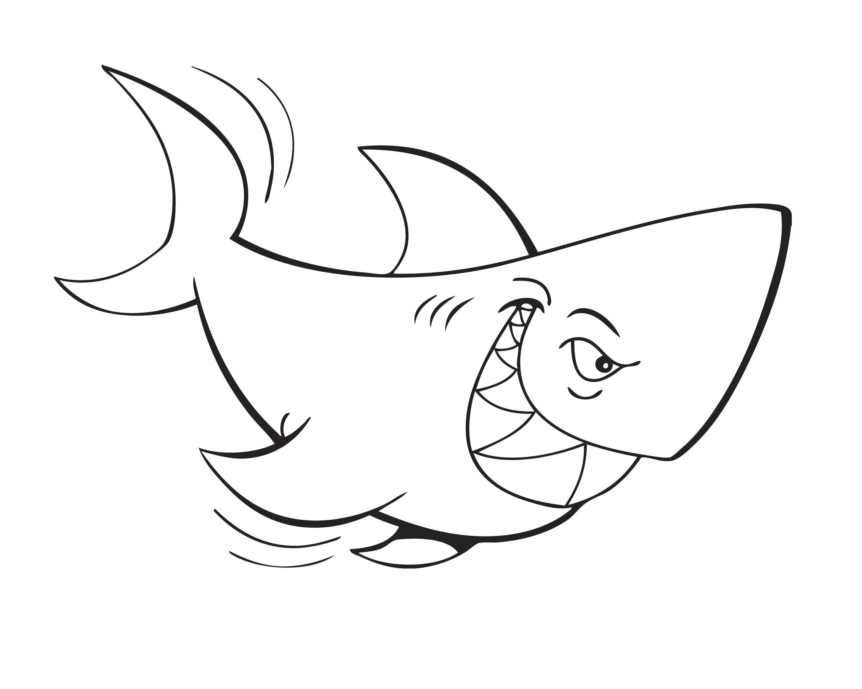 Download Smiling Fish Shark Coloring Outline Cartoon VECTOR jpeg svg | Etsy