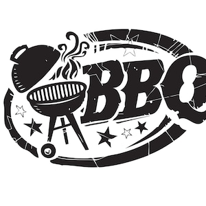 BBQ Grill teken grillen barbecue barbecue koken Cook out chef food keuken restaurant logo embleem. SVG. EPS vector Cricut cut snijden