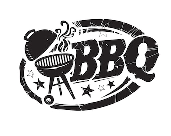 BBQ Grill Sign Grilling Barbecuing Barbecue Cooking Cook Out Chef Food Kitchen Restaurant Logo Emblem.SVG .EPS Vector Cricut Cut Cutting