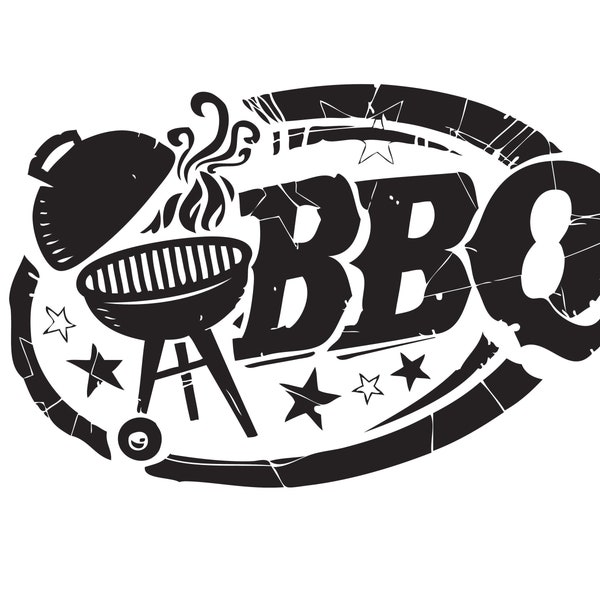 BBQ Grill Sign Grilling Barbecuing Barbecue Cooking Cook Out Chef Food Kitchen Restaurant Logo Emblem.SVG .EPS Vector Cricut Cut Cutting