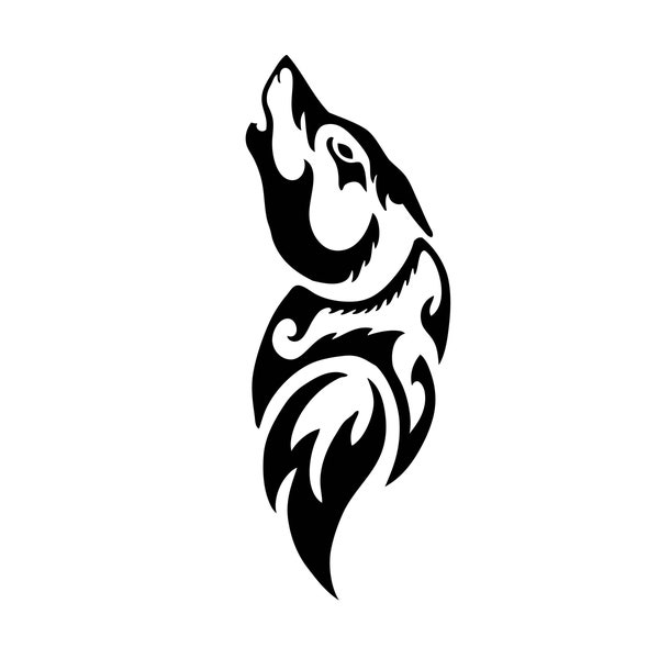 Wolf HuskyFlame Fire Flame Chinese Art Wild Dog Leg Monster Creature Decoration Myth Tattoo Design Logo .SVG .PNG Vector Cricut Cut Cutting