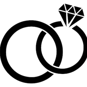 Anneaux de mariage diamant en forme de proposition amour mariage bijoux célébrer l’engagement concept logo. Svg.. PNG clipart vecteur Cricut coupe coupe