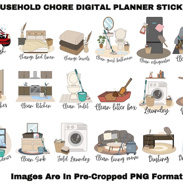 Cleaning Planner Stickers Etsy