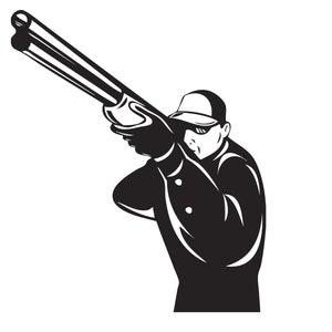 Duck Hunter Jagd 2 Ziel Vogel Spiel Sport Jagd Outdoor Gans Zielfernrohr Schuss Pistole Logo .SVG .EPS .PNG Vektor Cricut Schnitt Schneiden Download Datei