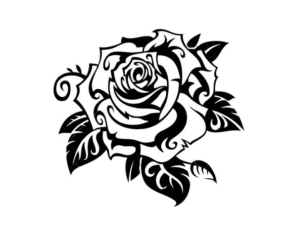 Simple Black Rose Outline/Line Art/Logo/Decal/Vector/Floral/Cricut/Cut  File/Instant Download/Sticker/Tattoo Design/EPS/PNG/Clipart/svg files