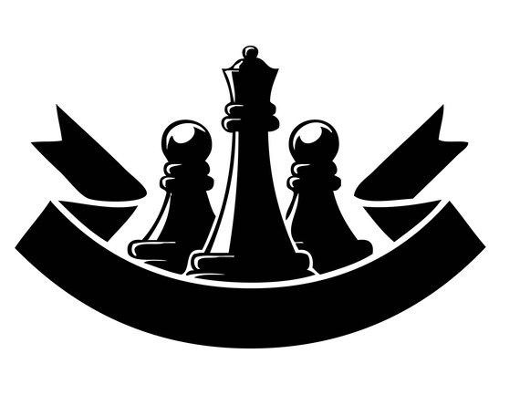 Chess Club Pieces Banner Black Chessboard Board Game Strategy Player  Competition FIDE Master .SVG .PNG Clipart Vector Cricut Cut Cutting