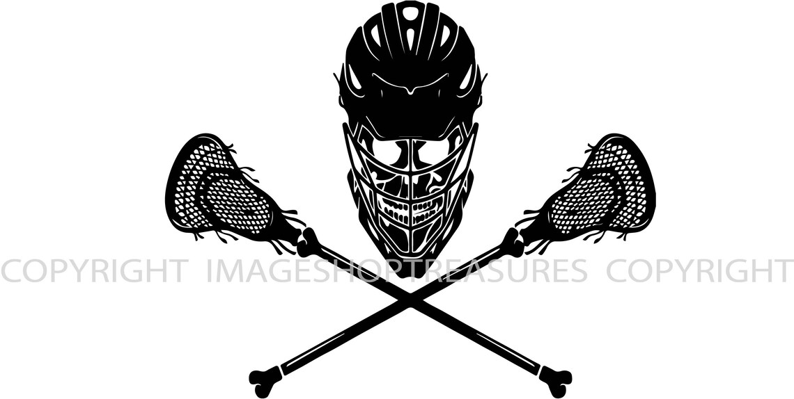 Lacrosse Skull Sticks Crossed Player College Pep Rally Vector Etsy