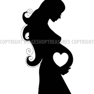 Grávida Maternidade Berçário Silhueta Chuveiro Bebê Coração Mãe .SVG .EPS .PNG Digital Clipart Vector Cricut Cut Corte Baixar arquivo para impressão