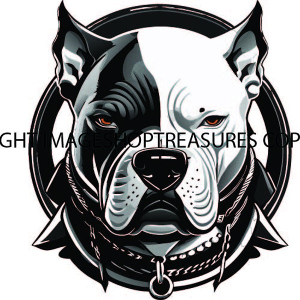 Vector American Pit Bull Breed Angry Black White Pedigree Dog Animal Pet Color Artwork Terrier Pitbull Design Logo PNG SVG Clipart Vector