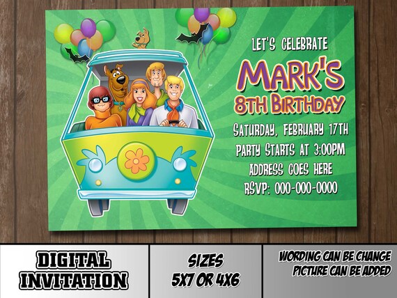 Scooby Doo Digital Party Invitation Thank You Decorations Etsy