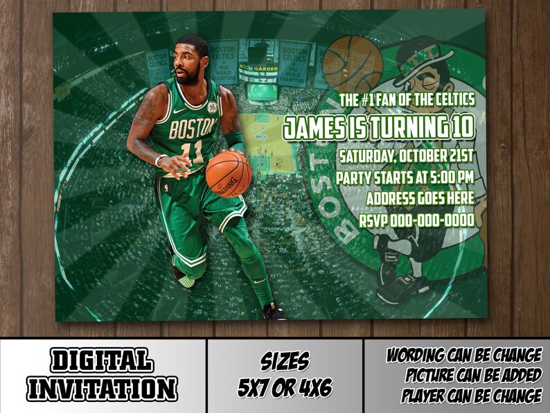 Boston Celtics Digital Party Invitation Thank You Etsy
