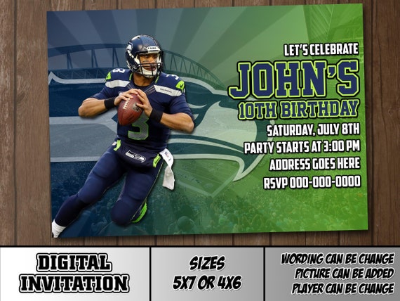 Seattle Seahawks Model 2 Digital Party Invitation Thank You Etsy