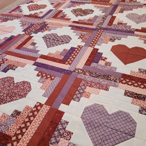 Log Cabin Quilt Top | Spiced Cider Fabric, Quilty Cabins Pattern, Lap Throw Size