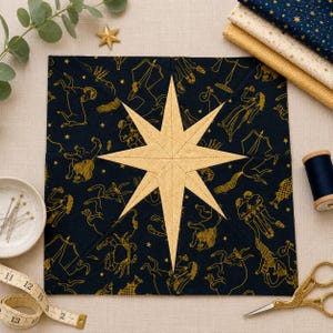 North Star Quilt Block Pattern: 12-inch FPP Template (PDF Download)