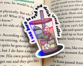 Born to Read & Drink Iced Coffee Holographic Vinyl Sticker Bookish Gift