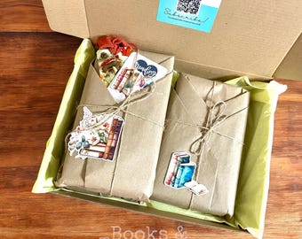 Blind Date with a Book Box: Used Books, Handmade Bookmark & Stickers