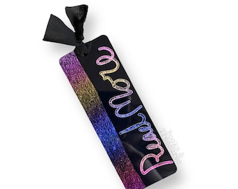 Rainbow Ombre Metal Bookmark: Hand-Drawn "Read More" Design