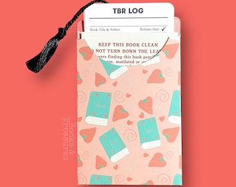 Library Card Bookmark Pouch with TBR & Reading Log – Bookish Reader Gift Strawberry Design