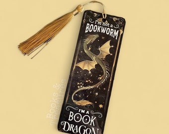 I’m a Book Dragon Elegant Metal Bookmark with Gold Tassel
