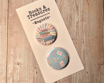 Bookish Magnet Button Set – 2 Pack | 1.25” Magnetic Pins for Book Lovers, Lockers, Office, or Fridge Decor