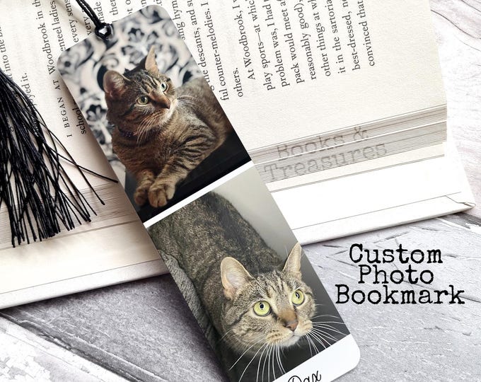 Featured listing image: Personalized Metal Photo Bookmark | 1–4 Custom Pictures with Tassel Accent