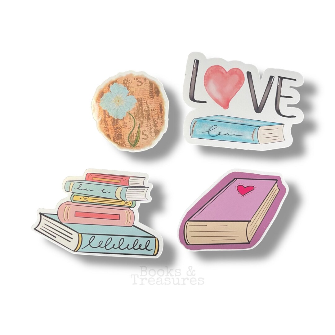 Book Lover Sticker Set: Hand-drawn Watercolor Style Vinyl Stickers - Etsy