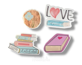 Book Lover Sticker Set: Hand-Drawn Watercolor Style Vinyl Stickers