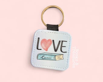Bookish Love Keychain | Hand-Drawn Book & Heart Illustration | Reader Gift