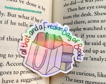 All That and a Bag of Books Vinyl Sticker Bookish Gift