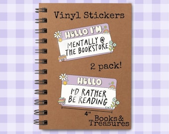 Hello I'm A Book Nerd Sticker Set Purple Book Lover Gift Bookish Vinyl Decal