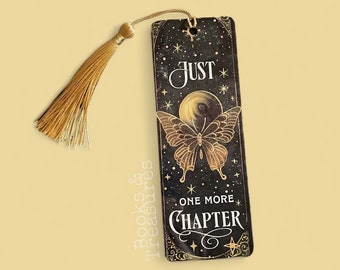 Just One More Chapter Elegant Black & Gold Metal Bookmark Bookish Gift