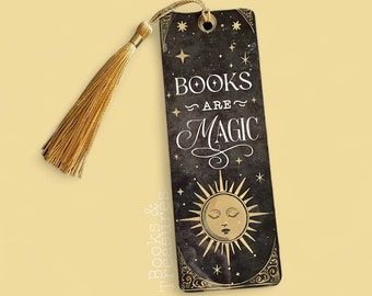 Books are Magic Elegant Black & Gold Metal Bookmark Bookish Gift for Book Lovers