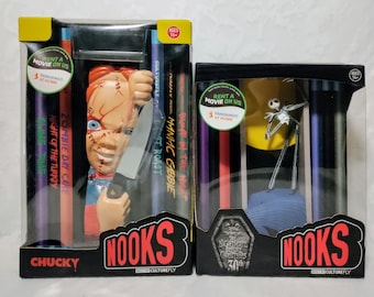 Jack skellington and Chucky Nook's Bookshelf Horror Decoration