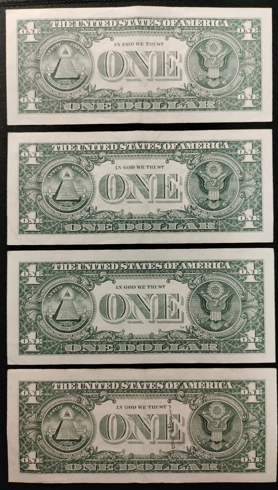 FIVE OF A KIND 5 - $1 Dollar Bill - TRINARY - SERIAL NUMBER's - BUY ONE  or ALL